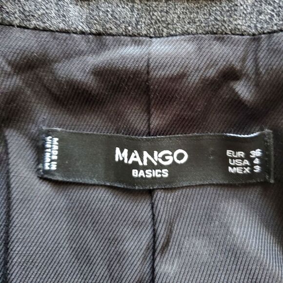 Mango Basics Padded Shoulders Gray Blazer Size 4 - Picture 3 of 3